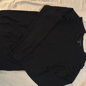 Black ruffle shoulder Ann Taylor sweater